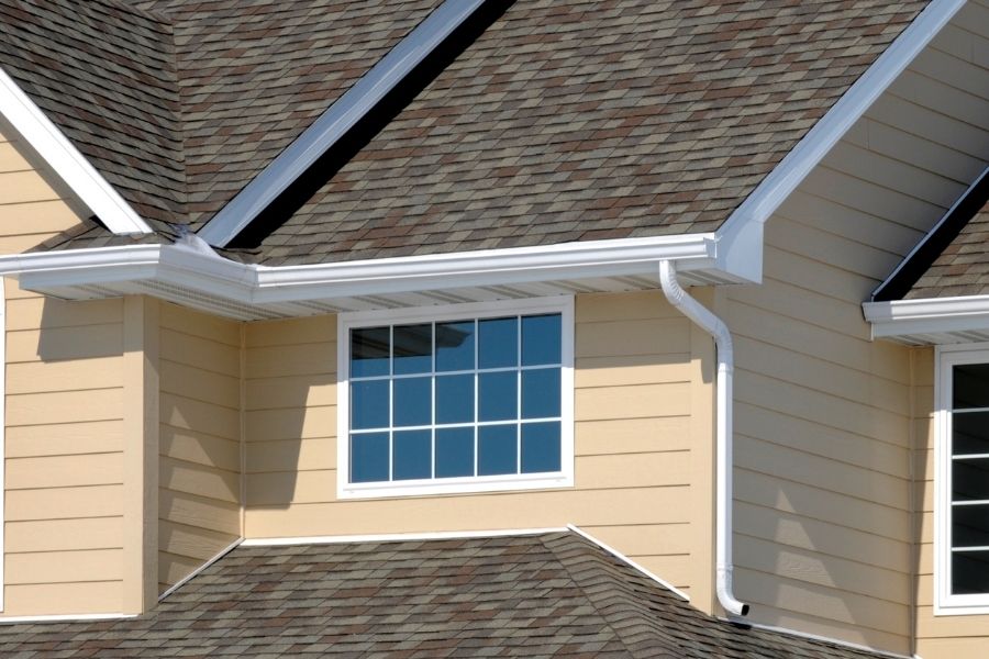 New Residential House; Architectural Asphalt Shingle Roof, Vinyl Siding, Gables